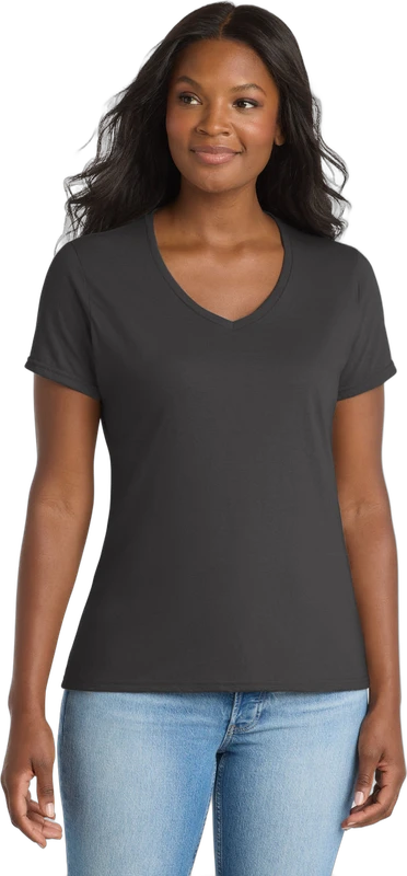 Port & Co Women's Performance Blend V-Neck Tee. LPC381V